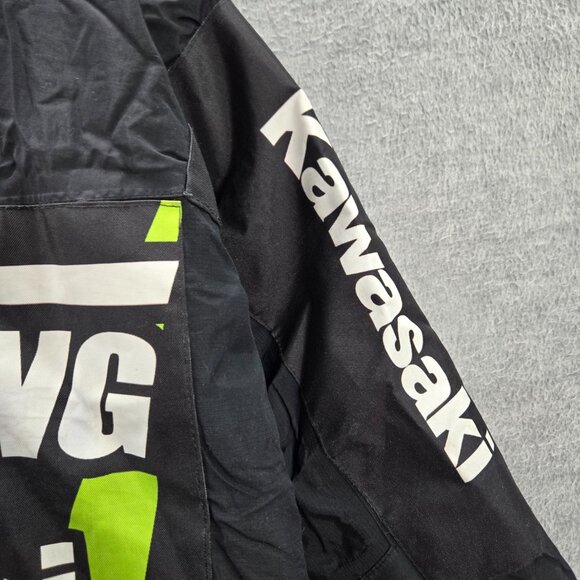 Monster x Kawasaki Boy Racing Jacket Large Black Fleece Lined Logo Full Zip Y2K - Picture 10 of 13